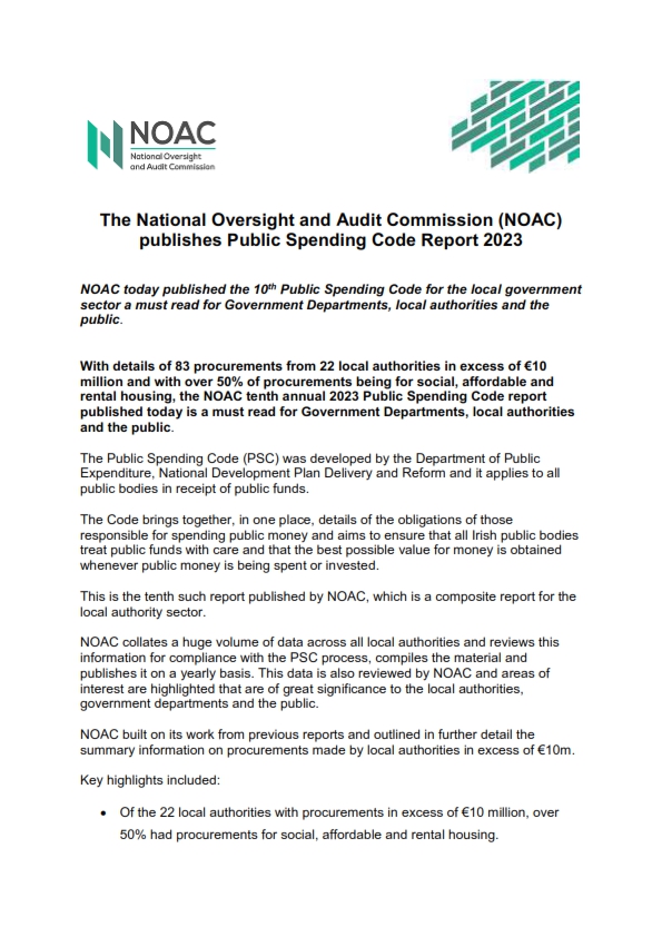 NOAC Press Release - Public Spending Code 2023_001